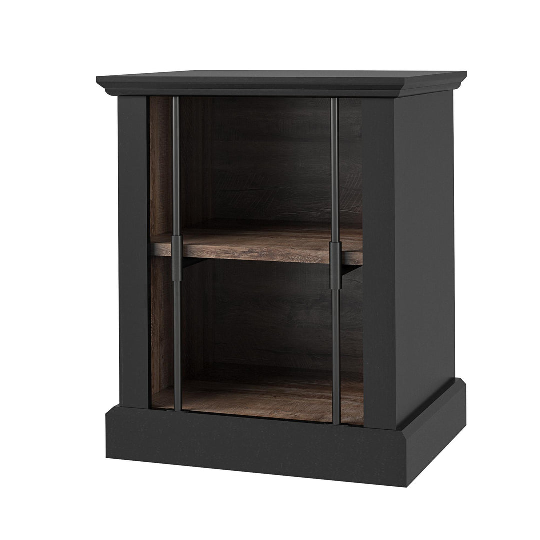 Hoffman Two-Toned Rustic End Table with 2 Open Shelves - Black