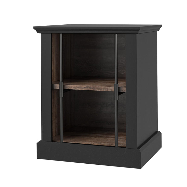 Hoffman Two-Toned Rustic End Table with 2 Open Shelves - Black