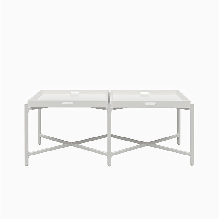 Poly table with serving tray design -  White