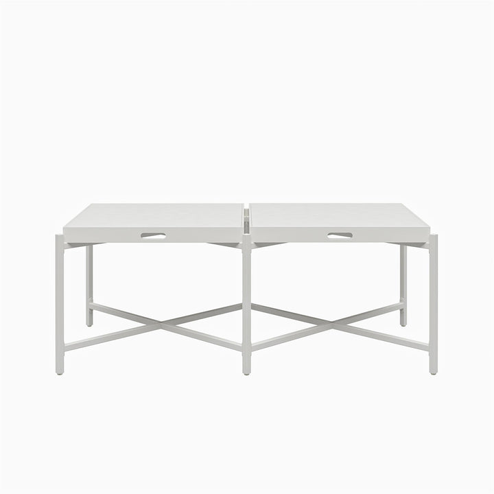 Poly Coffee Table with Removable Tray Top -  White