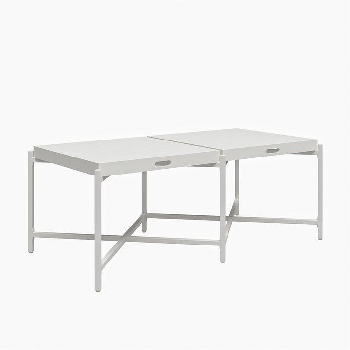 Living room poly table with tray -  White