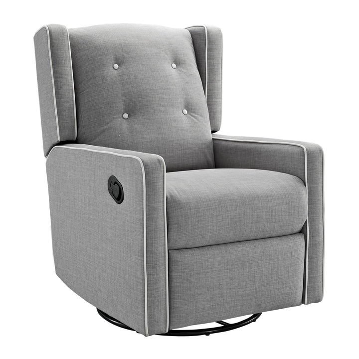 Mikayla Swivel Glider Recliner Chair Pocket Coil Seating  -  Grey Linen