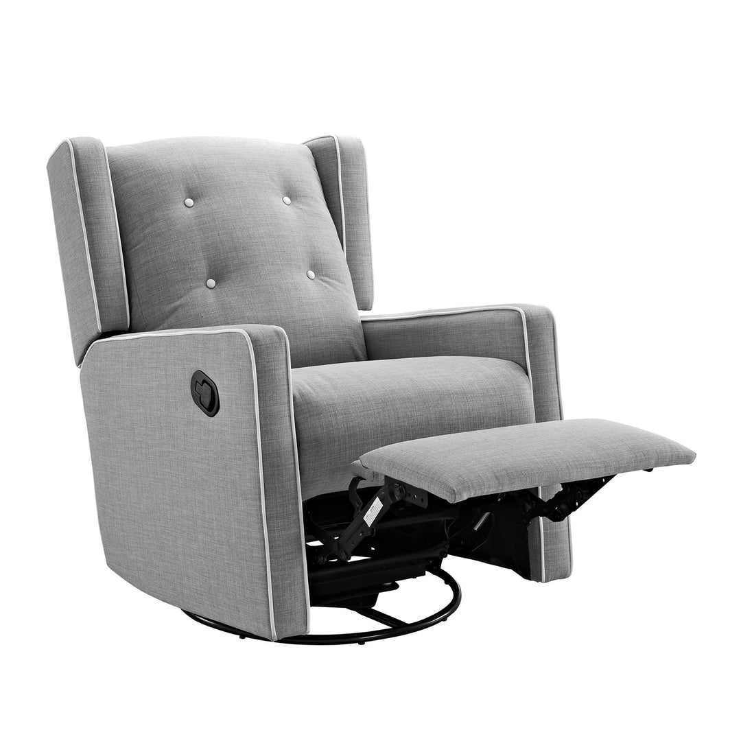 Mikayla Swivel Glider Recliner Chair Pocket Coil Seating  -  Grey Linen