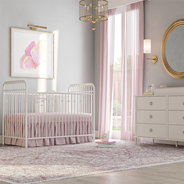 Rowan Valley Arden 6 Drawer Dresser with Silver Ring Drawer Pulls - White