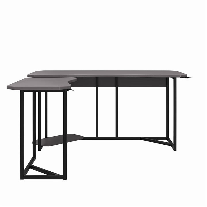 Quest Gaming Reversible L Desk with CPU Stand and Wire Management System  -  Gray