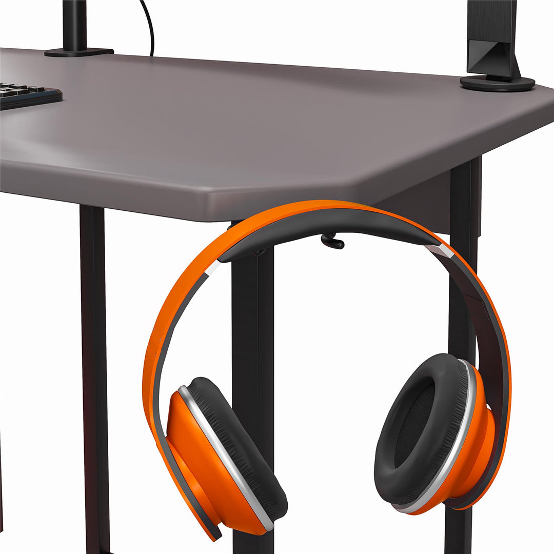 Modern Quest Gaming Desk with CPU Stand -  Gray
