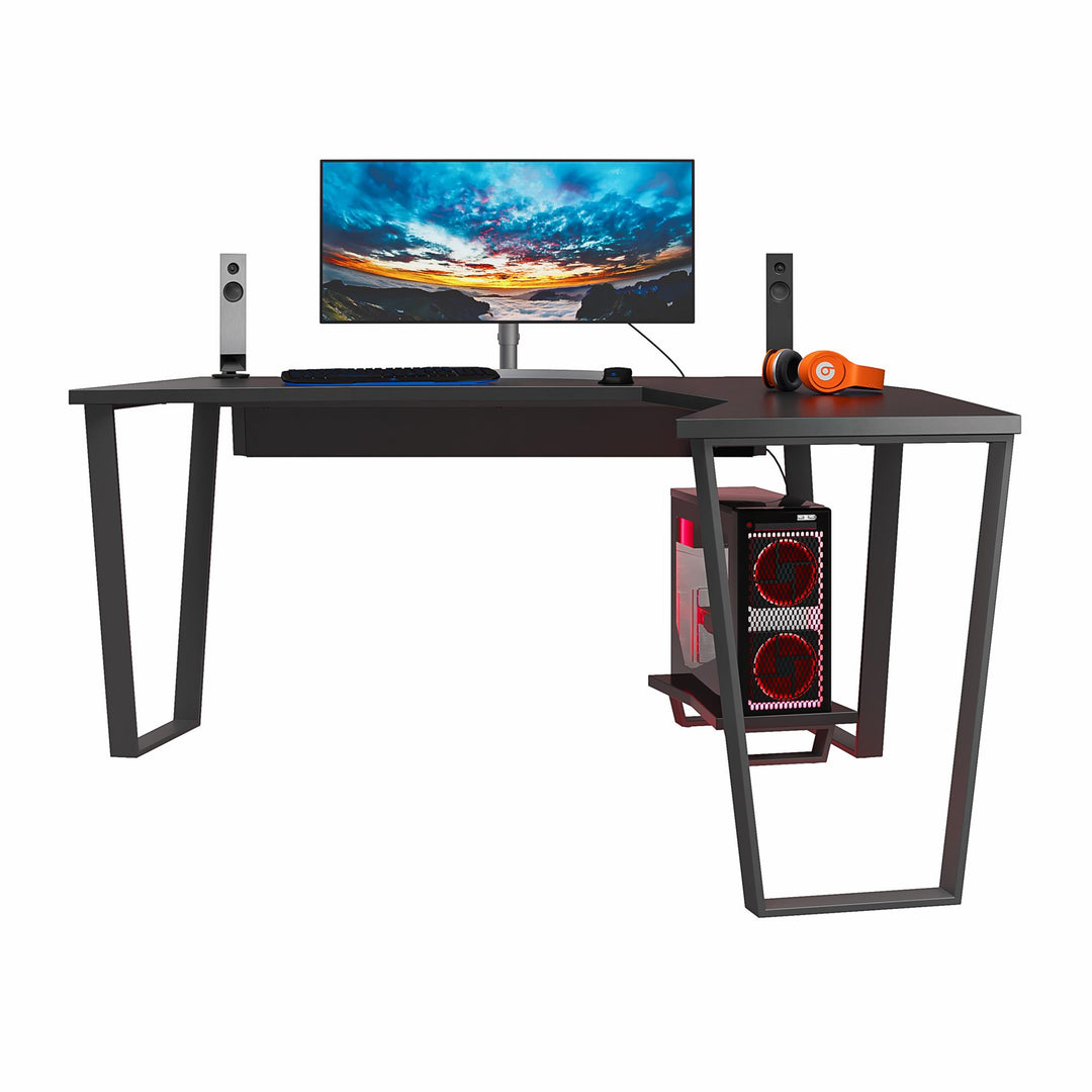 Genesis Metal Gaming L Desk with CPU Stand - Black