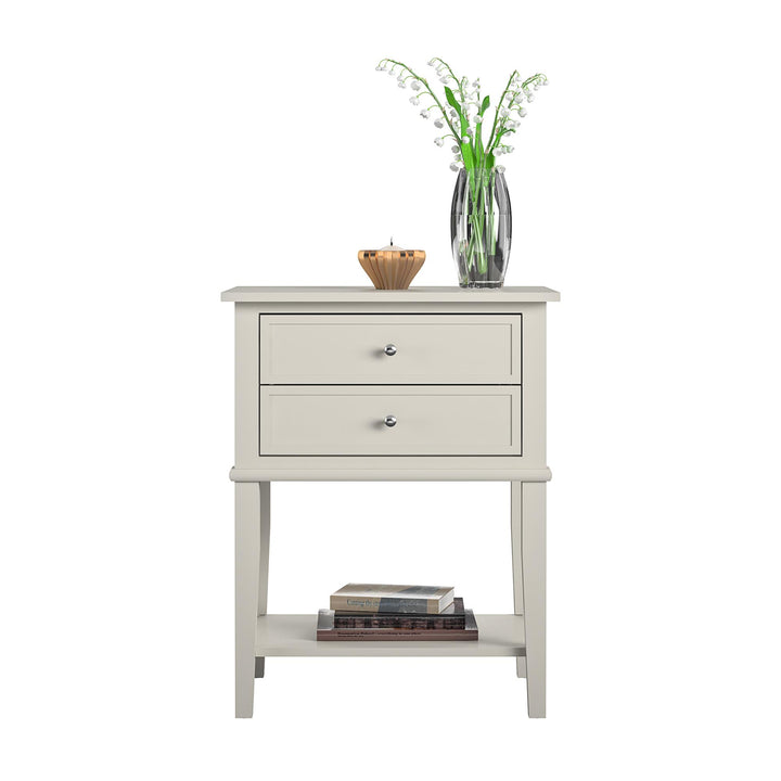 Accent Table with 2 Drawers and Shelf -  Taupe