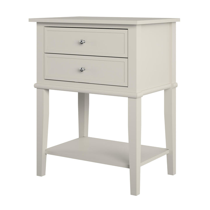 Modern Accent Table with Drawers and Shelf -  Taupe