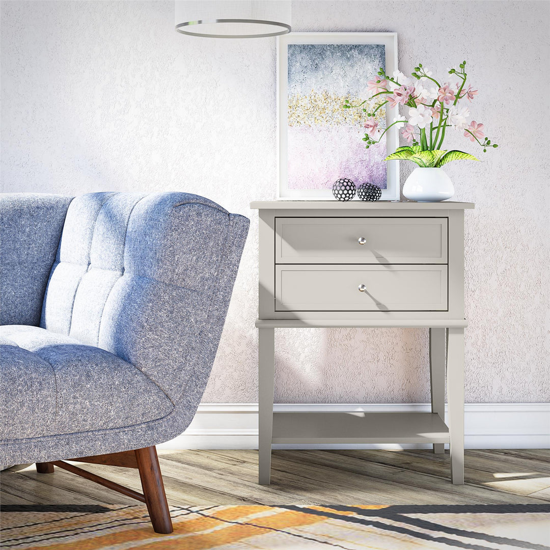 Accent Table with Drawers for Living Room -  Taupe