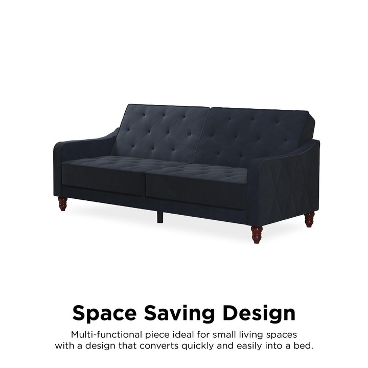 Vintage Tufted Split Back Futon - Blue