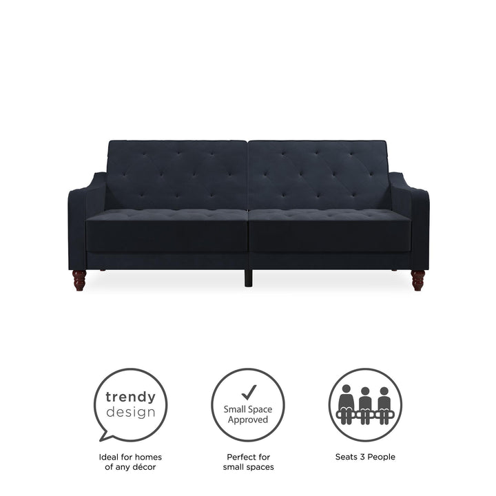 Vintage Tufted Split Back Futon - Blue