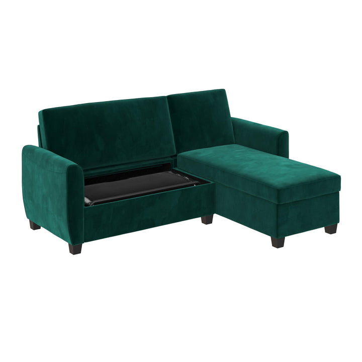Noah Sectional Sofa Bed with Storage and Reversible Chaise - Green - Twin