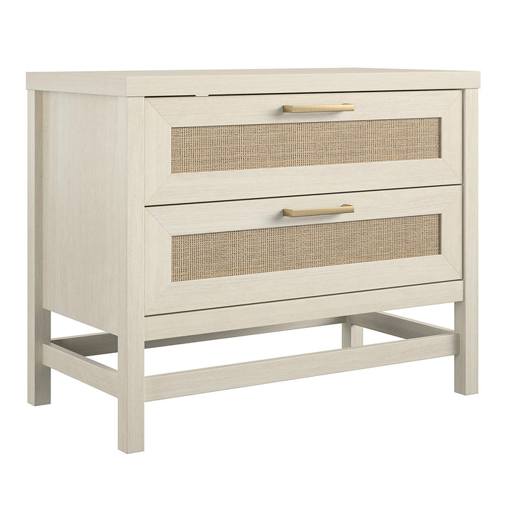 Lennon 2 Drawer Wide Nightstand with Faux Rattan - Ivory Oak