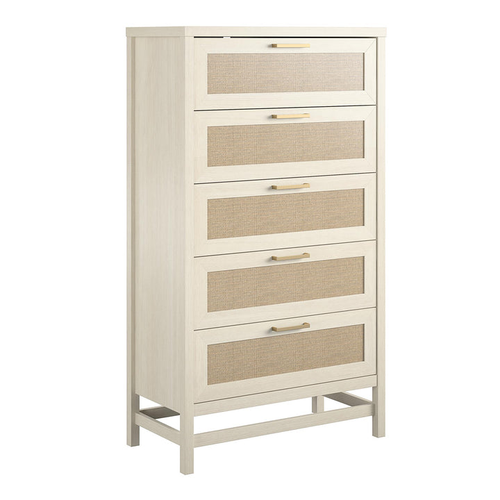 Rattan dresser 5 drawer - Ivory Oak