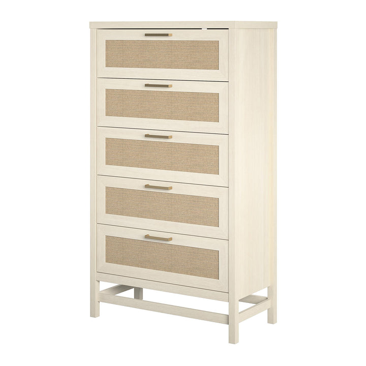 Rattan bedroom dresser - Ivory Oak