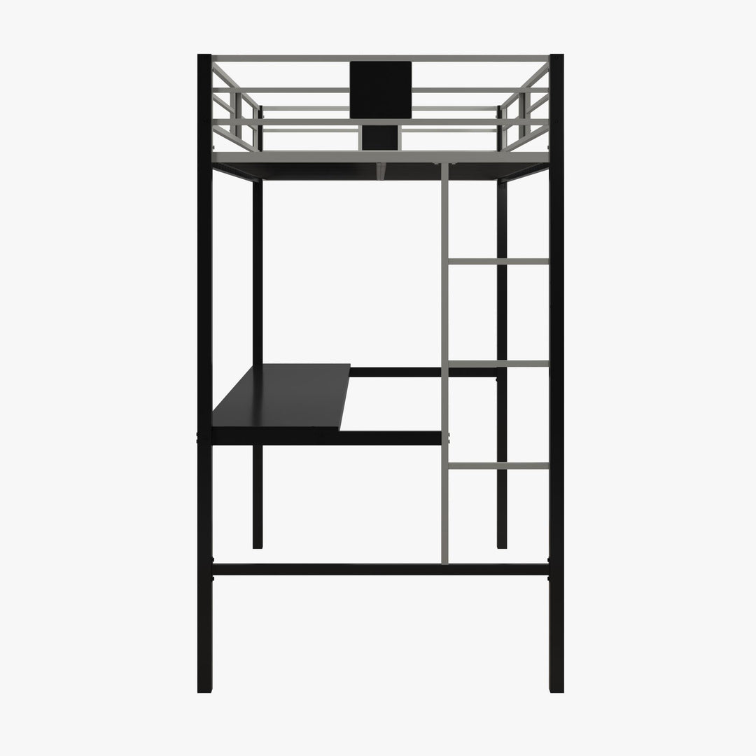 Durable silver screen loft bunk bed -  Black 