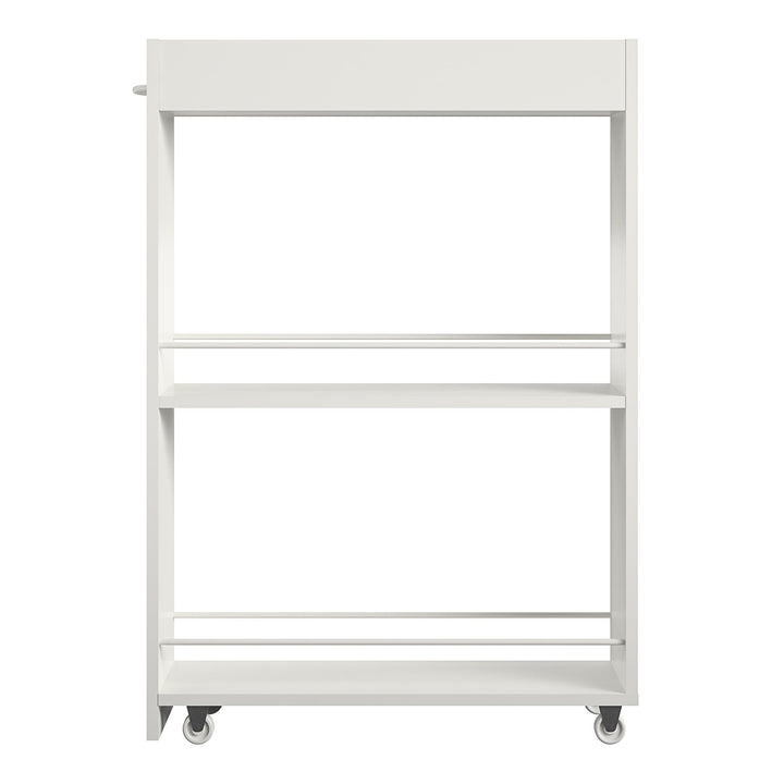 Trestle Slim Multipurpose Laundry Cart with 2 Lower Shelves  -  White