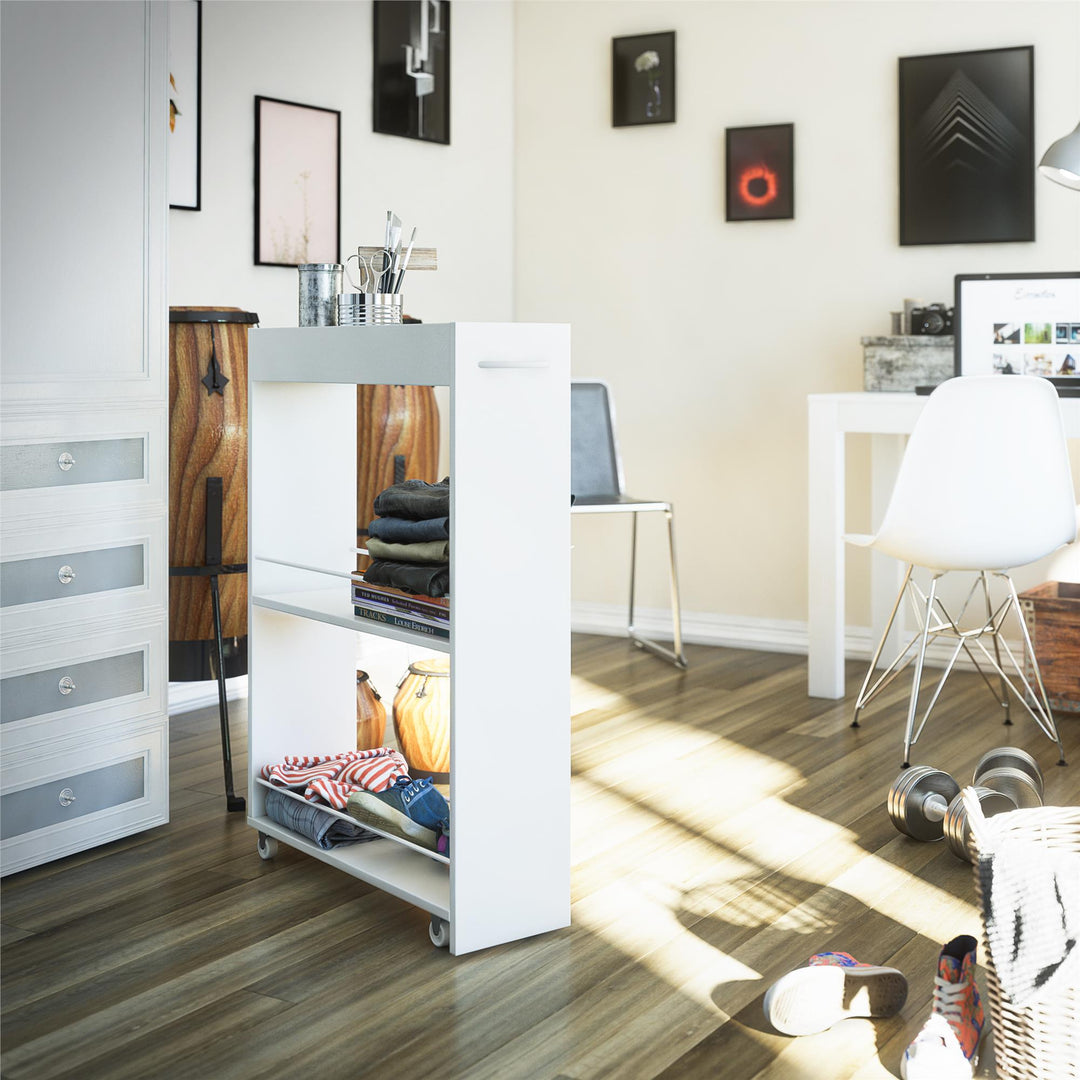 Trestle's slim cart for efficient laundry storage -  White