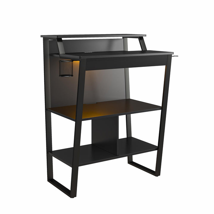 Genesis Standing Gaming Desk or Arcade Stand with LED Lights - Black