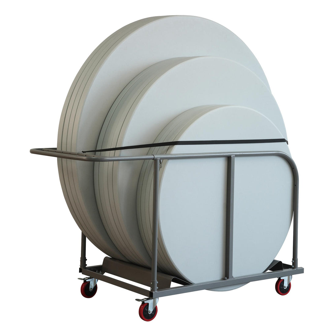 Heavy Duty Trolley Cart for Round Folding Table -  Gray