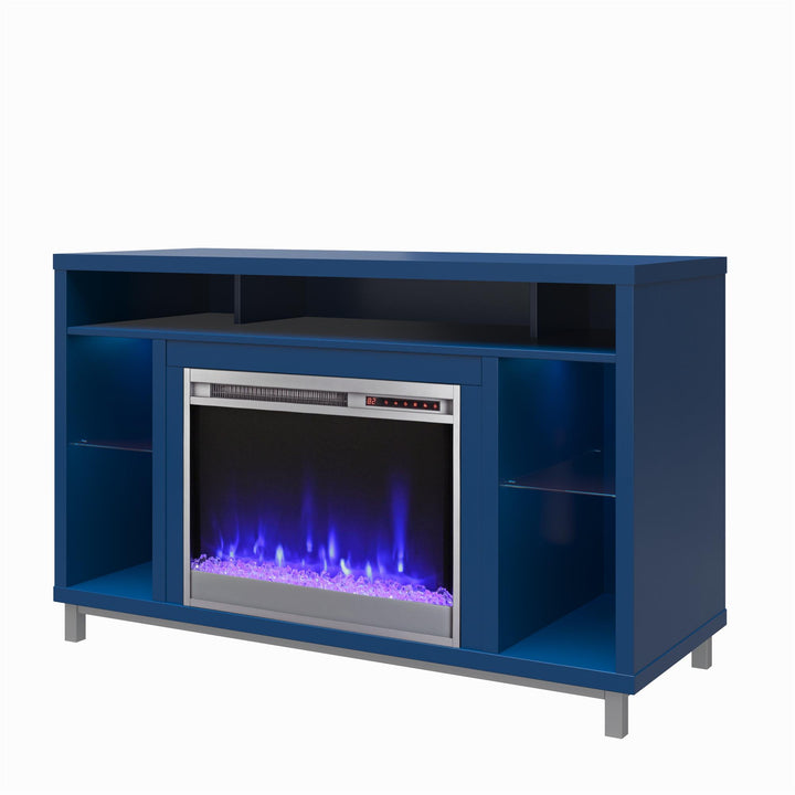 Lumina TV Stand with Fireplace and LED Lights -  Navy 