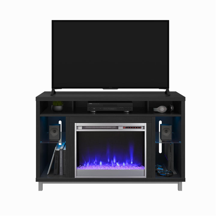 TV Stand for 48 Inch TV with Fireplace -  Black Oak 