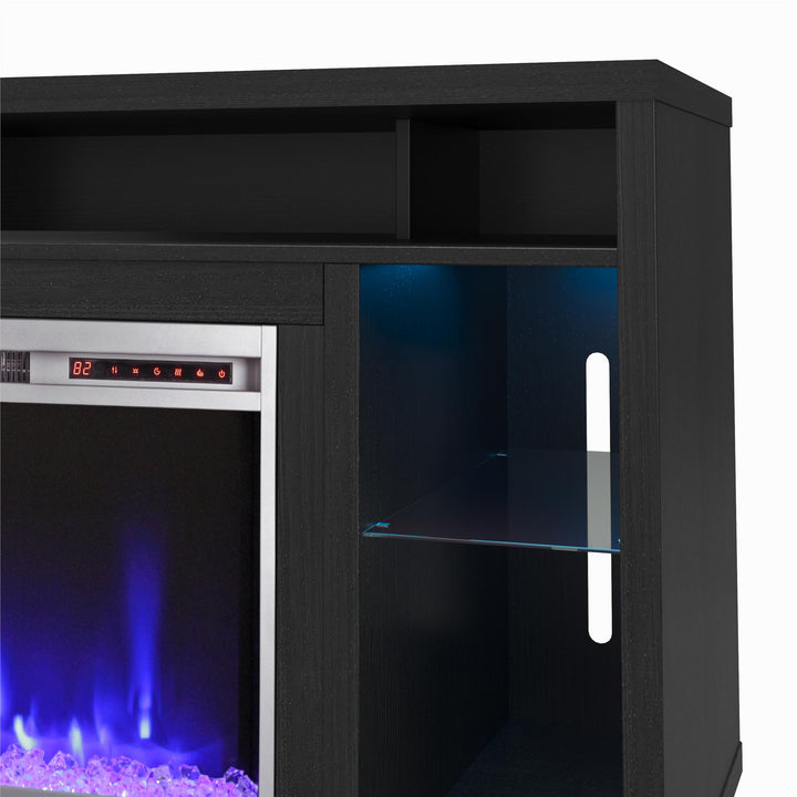 Stylish Fireplace TV Stand with LED Lights -  Black Oak 