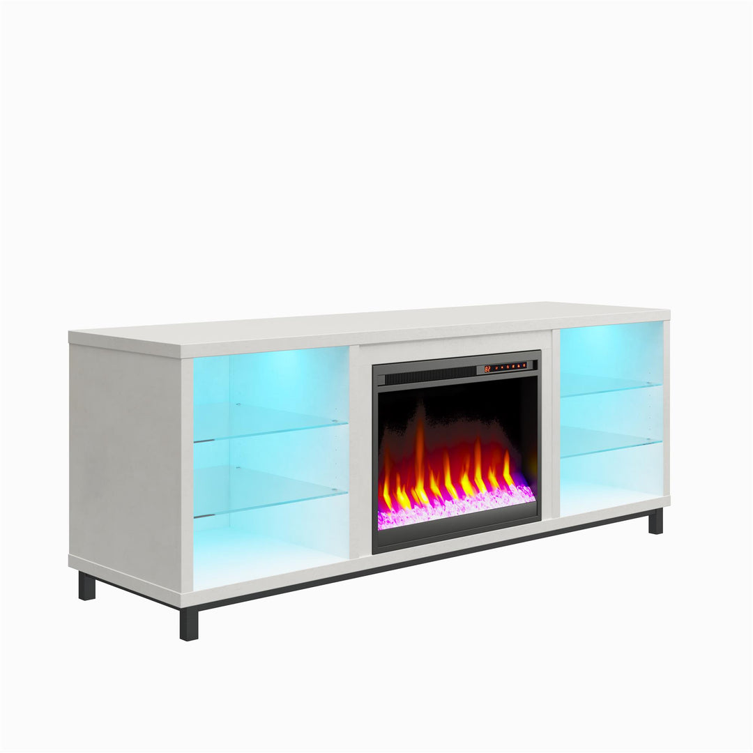 Lumina TV Stand with Fireplace for Large TVs -  Plaster 