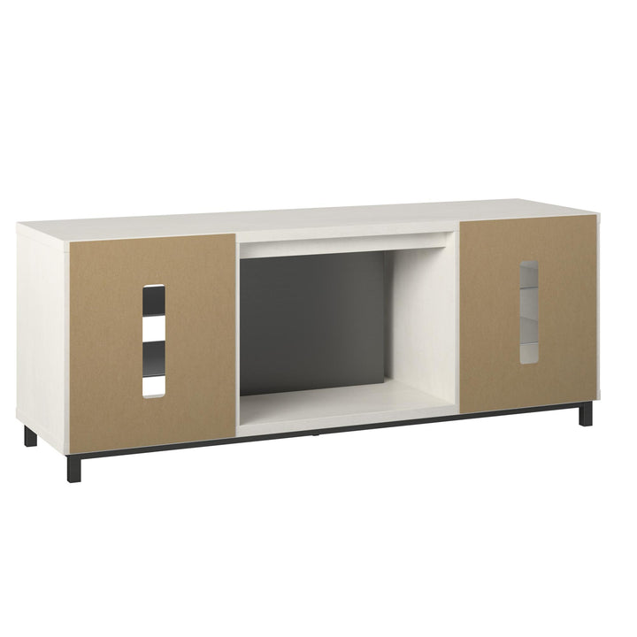 TV Stand for 70 Inch TV with Fireplace and LED Lights -  Plaster 