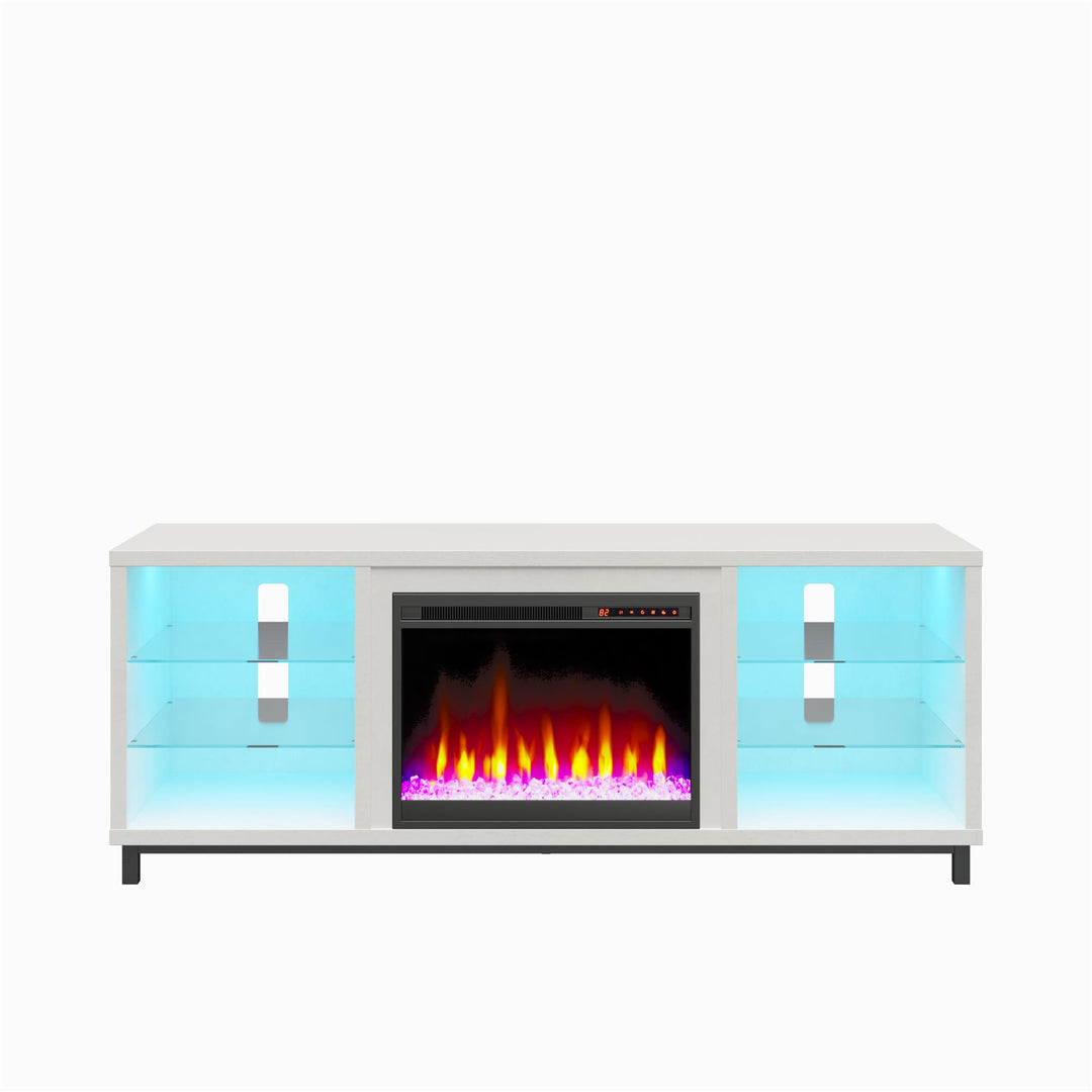 Lumina Fireplace TV Stand for TVs up to 70 Inch with 7 Color LED Lights  -  Plaster 