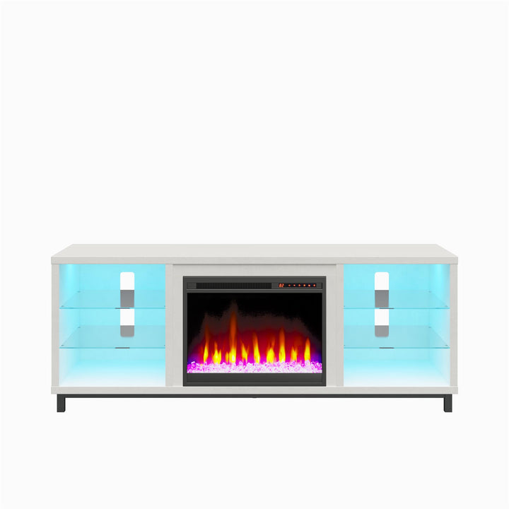Lumina Fireplace TV Stand for TVs up to 70 Inch with 7 Color LED Lights  -  Plaster 