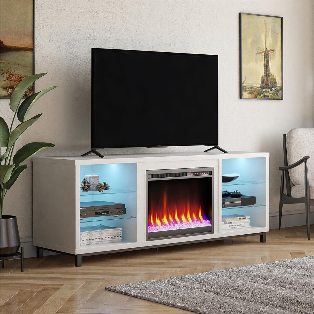 Fireplace TV Stand with LED Lights for 70 Inch TV -  Plaster 