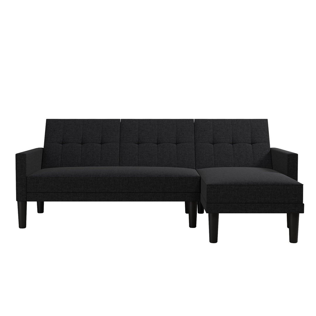 Haven Small Space Reversible Sectional Sofa Futon with Square-Tufted Backrest -  Dark Gray