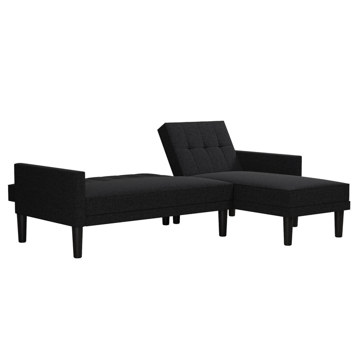 Best Square-Tufted Backrest Sofa Futon -  Dark Gray