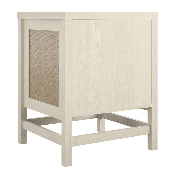 Rattan storage side table - Ivory Oak
