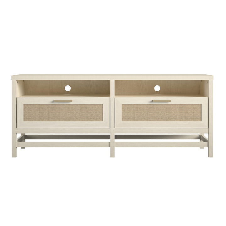 Rattan media console - Ivory Oak