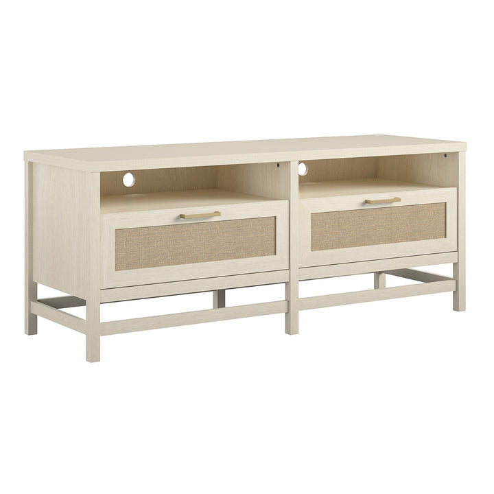 Faux rattan tv stand up to 60 inches - Ivory Oak