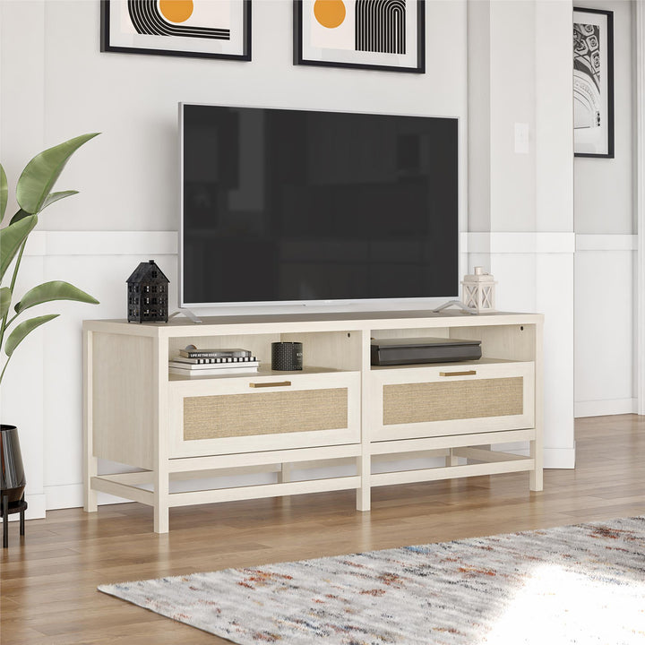 Rattan tv stand - Ivory Oak
