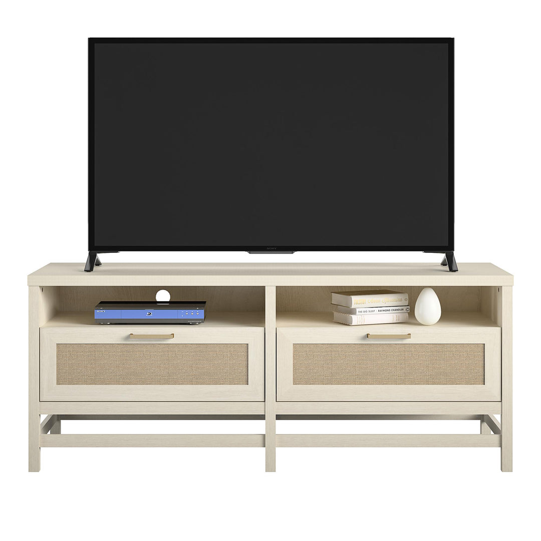 Rattan tv stand with drawers - Ivory Oak