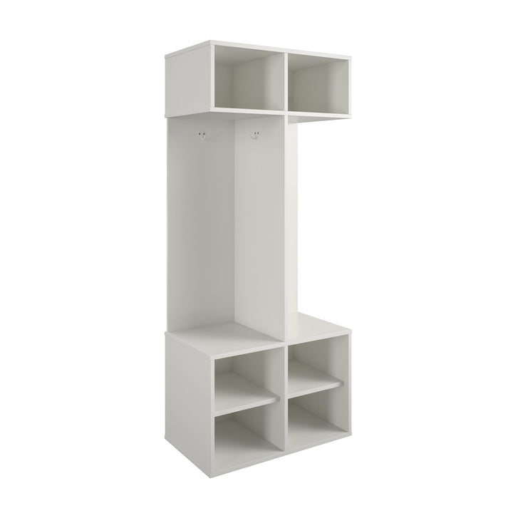 Functional Coat Rack with Cubes and Hooks - White