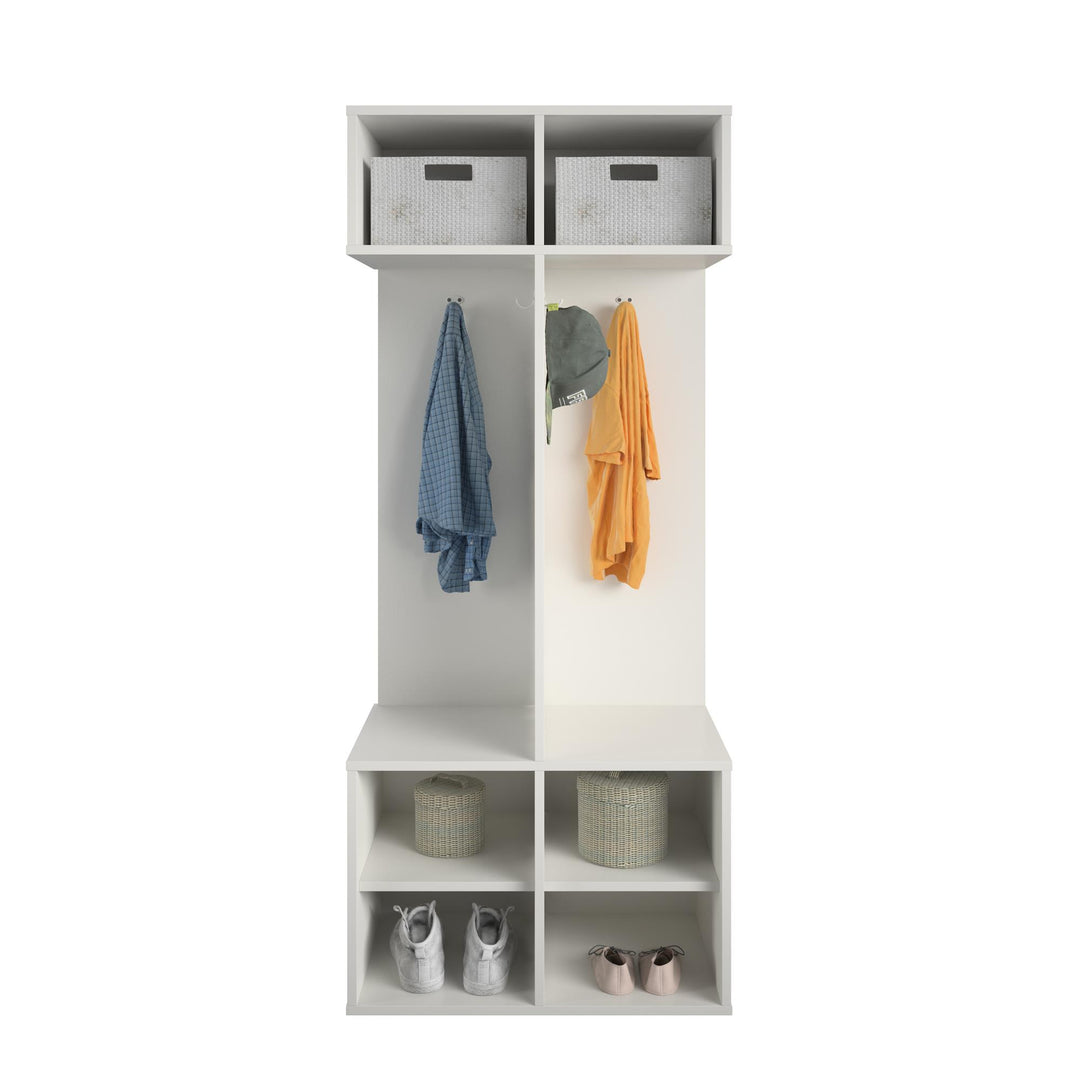 Cube Storage Coat Rack with Metal Hooks - White