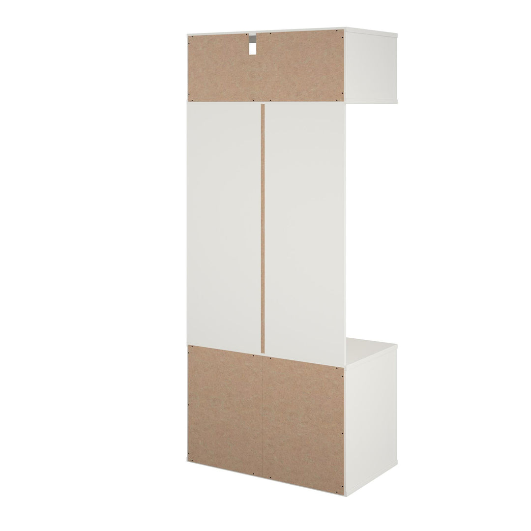 Versatile Coat Rack with Hooks and Cubbies - White
