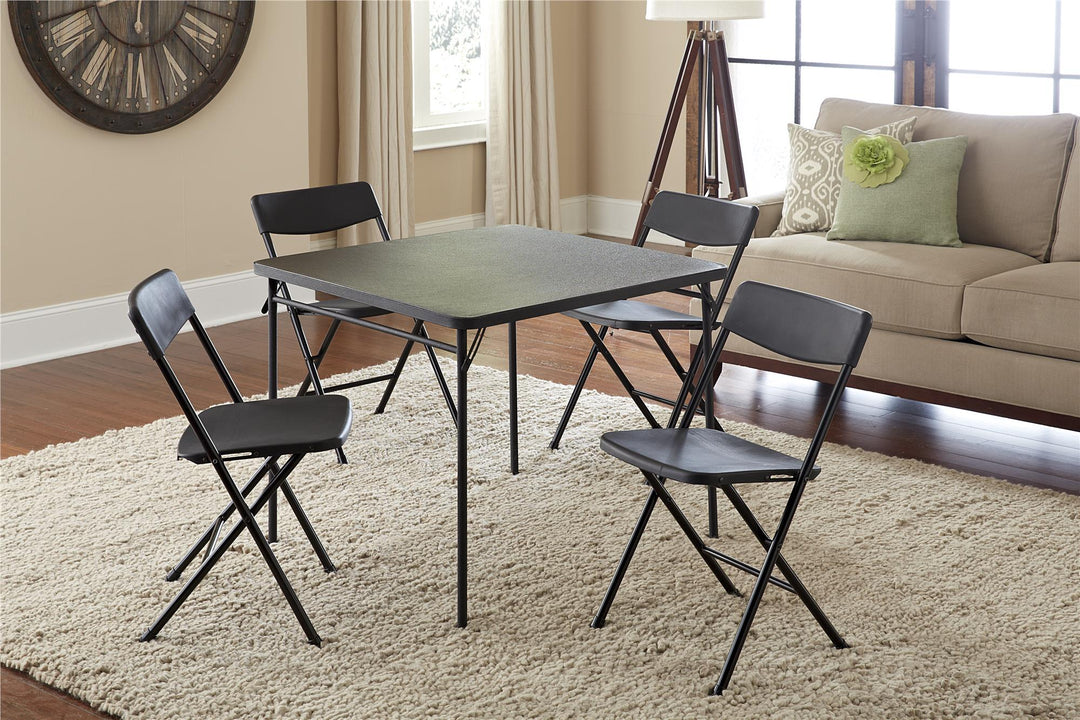 Resin Folding Chair with Steel Frame and Molded Seat and Back, Set of 4 - Black - 4-Pack