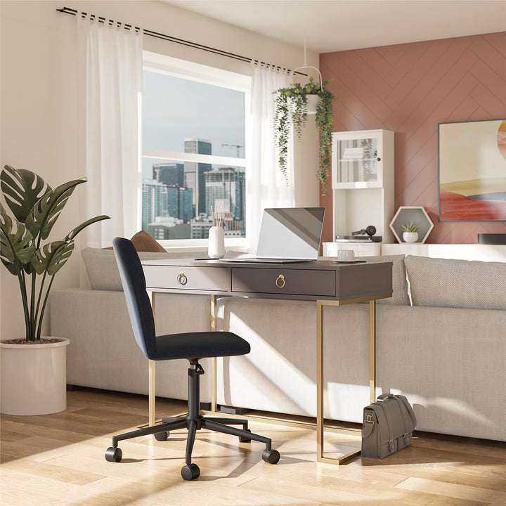 computer desk with 2 drawers - Graphite Grey