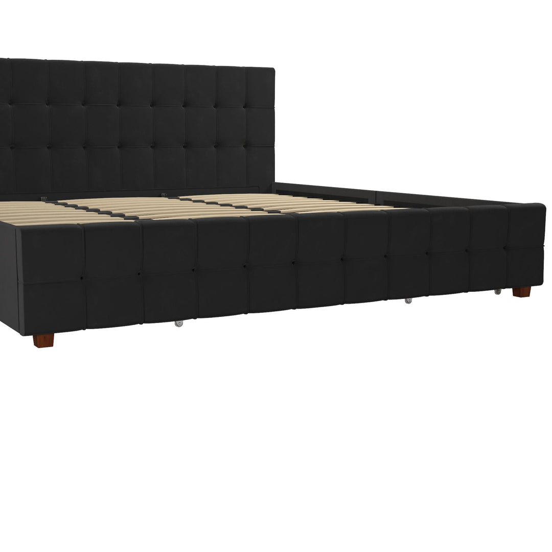 Elizabeth Upholstered Bed with Storage - Black - King