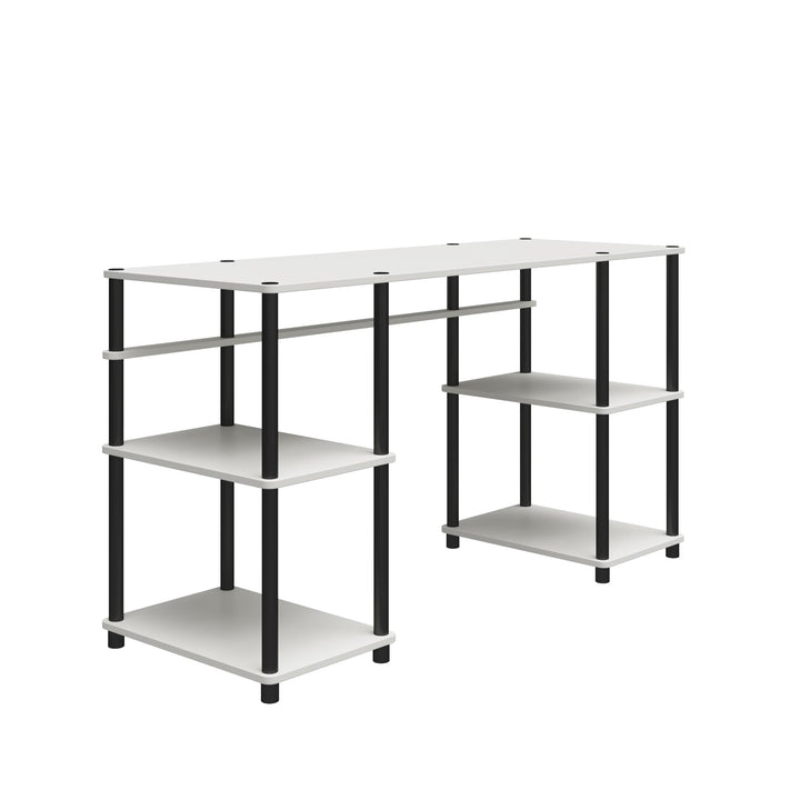 Double shelf computer desk -  White