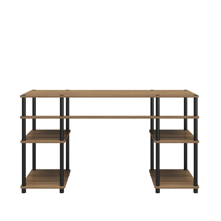 Condor Toolless Double Pedestal Computer Desk with Shelves  -  Rustic Oak