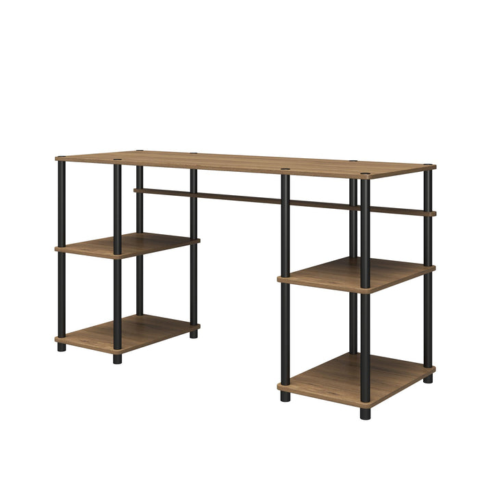 Double pedestal desk with shelves -  Rustic Oak