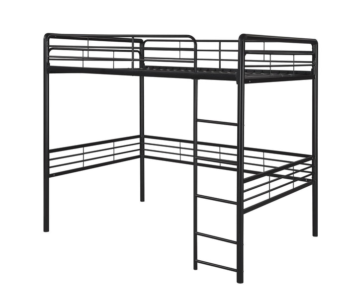 Tommy Full Metal Loft Bed with 59 Inches of Under Bed Storage - Black - Full